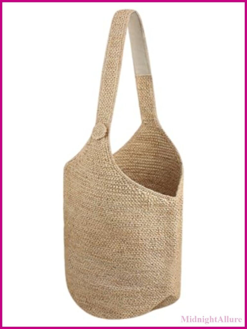 Raffia Straw Bucket Shoulder Bag Handwoven Foldable Beach Travel